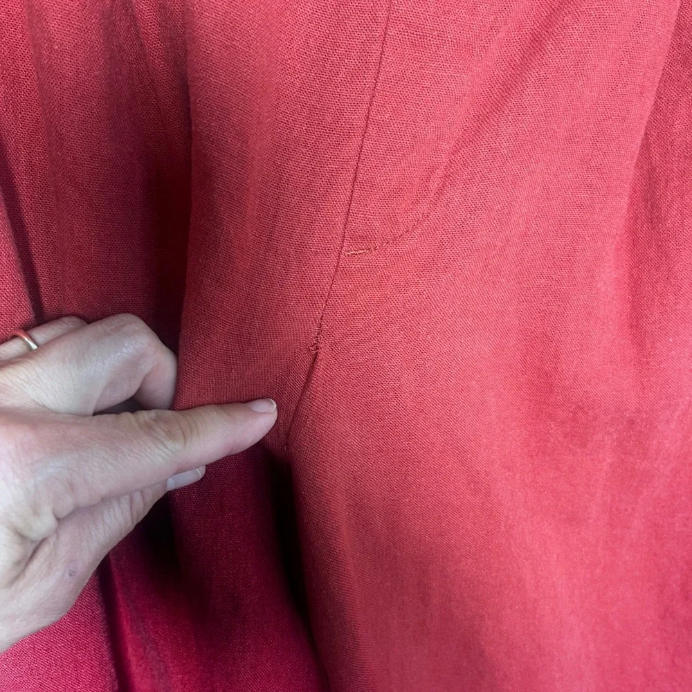 Banana Republic Red Linen Blend Wide Leg Crop Pleated Pants Womens Medium Coast